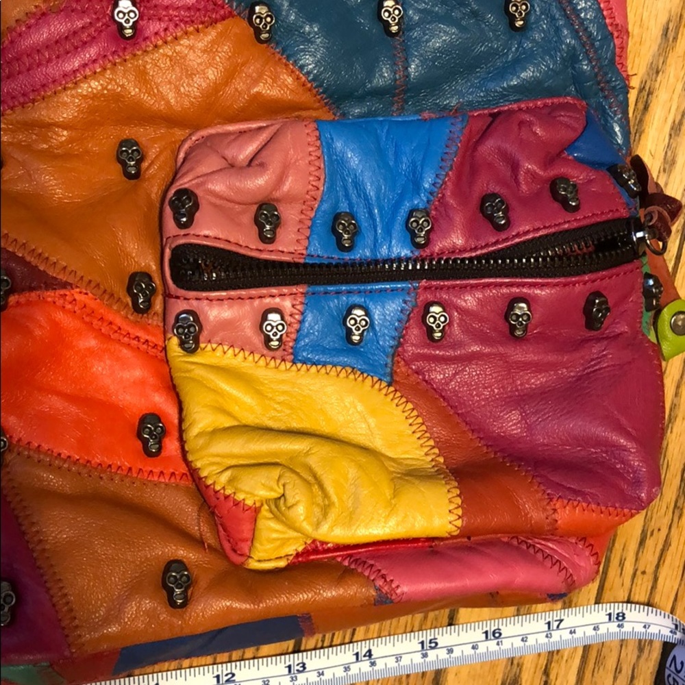 Real Leather Patchwork Skull Shoulder Bag Like New - image 2